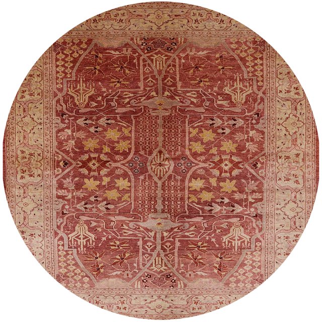 Ahgly Company Tapis d'Intérieur Rond Milieu du Siècle Moderne Brun Sable Brun Oriental, 8' Rond