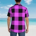 thumbnail image 6 of Easygdp Purple Black Buffalo Plaid Men's Hawaiian Shirts Print Lapel Short Sleeve for Beach, vacation, party, casual occasions - XX-Large, 6 of 9