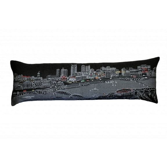 45" Black Nashville Nighttime Skyline Lumbar Decorative Pillow