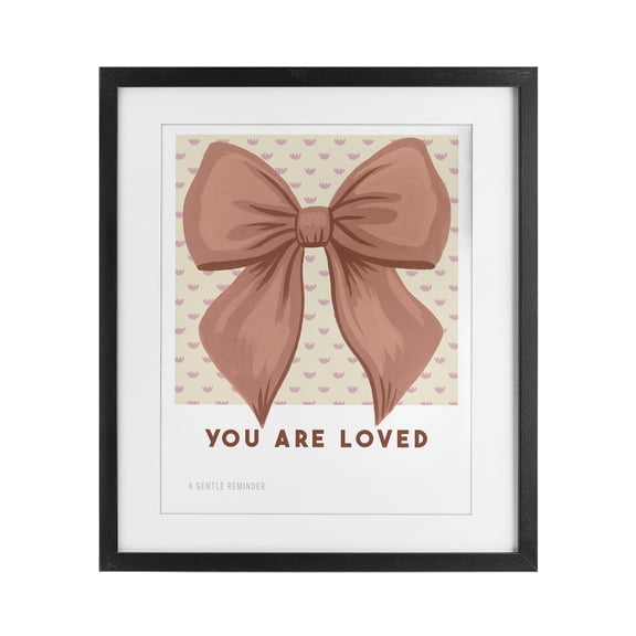 Stupell Industries Bohemian Coral Bow You Are Loved Black Framed Print Under Glass, 13 x 16, by Courtney Haley