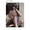 thumbnail image 5 of M-2XL Loose  Luxury Silk Pajamas for Women Summer V Neck Letter Print Home Suit Stain Pajama Set Woman Sleepwear Pijama Mujer, 5 of 6