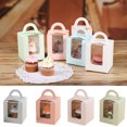 thumbnail image 2 of CAROOTU 50pcs Cupcake Box with Window and Handle Cake Carrier Small Cake Gift Container for Bakery Wedding Party Birthday Supply, 2 of 7