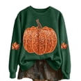 thumbnail image 4 of Halloween Hoodie Pumpkin Season Themed Printed Hooded Sweatshirts Women Fall Pullover Tops (A2-Dark Green S), 4 of 4