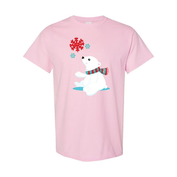 Inktastic Polar Bear, Bear with Scarf, Cute Bear, Snowflakes T-Shirt