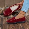 thumbnail image 2 of Xfvqtps Womens Moccasins Fleece Lining Suede Texture Upper Slip on Comfortable Flat Shoes Casual Indoor Outdoor Loafers Warm Winter Footwear Wine, 2 of 9