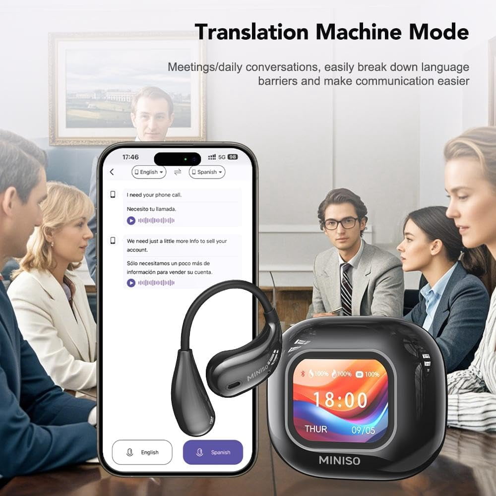 MINISO M95 AI Translation Earbuds Real Time with LED Display Screen Bluetooth 5.4 Support 150 Languages