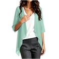 thumbnail image 7 of Hesxuno Short Sleeve Cardigans for Women Lightweight Chiffon Beach Cover Ups Solid Puff Sleeve Cardigan Boho Summer Beach Open Front Tops Green M, 7 of 7