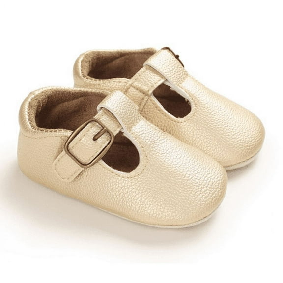 Laurenza's Baby Girls Gold Soft-Sole Mary Jane Shoes T-Strap 6-12M Size 2