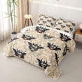 thumbnail image 3 of Homewish Halloween Baroque Devil Skull Twin Quilt Set, Dark Floral Blood Drip Twin Coverlet Set, Beige Gray Red, 2pcs 1 Bedspread and 1 Pillowcase, 3 of 7