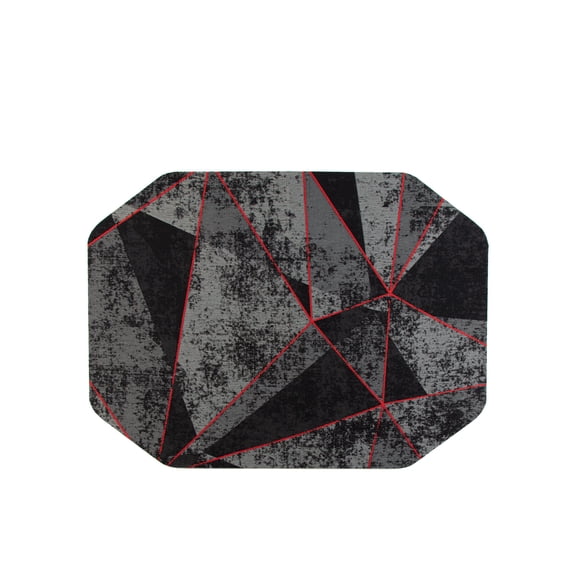 Anji Mountain Gaming Rug'd Cracked Ice - Chair mat for office - octagonal - 35.83 in x 48.03 in - red