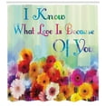 thumbnail image 3 of Ambesonne Saying Shower Curtain, Romantic Words with Flowers, 69"Wx84"L, Multicolor, 3 of 3