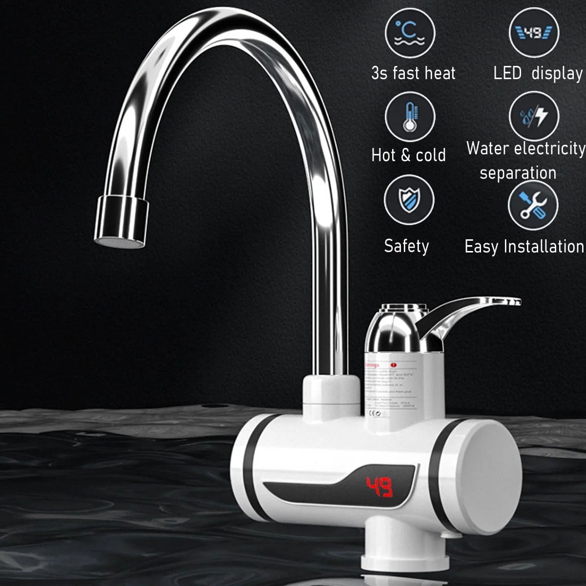 110V Electric Instant Tankless Water Heater - Fast Heating Faucet for Kitchen and Bathroom,Bottom Inflow Model with Integrated Shower Set