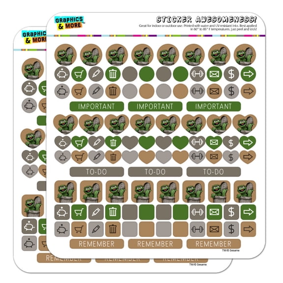 Sesame Street Vintage Oscar the Grouch Planner Calendar Scrapbooking Crafting Sticker Set