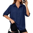 thumbnail image 6 of Bovxnpu Womens Long Sleeve Shirts Loose Sun Protection Cardigan Sleepwear, 6 of 9