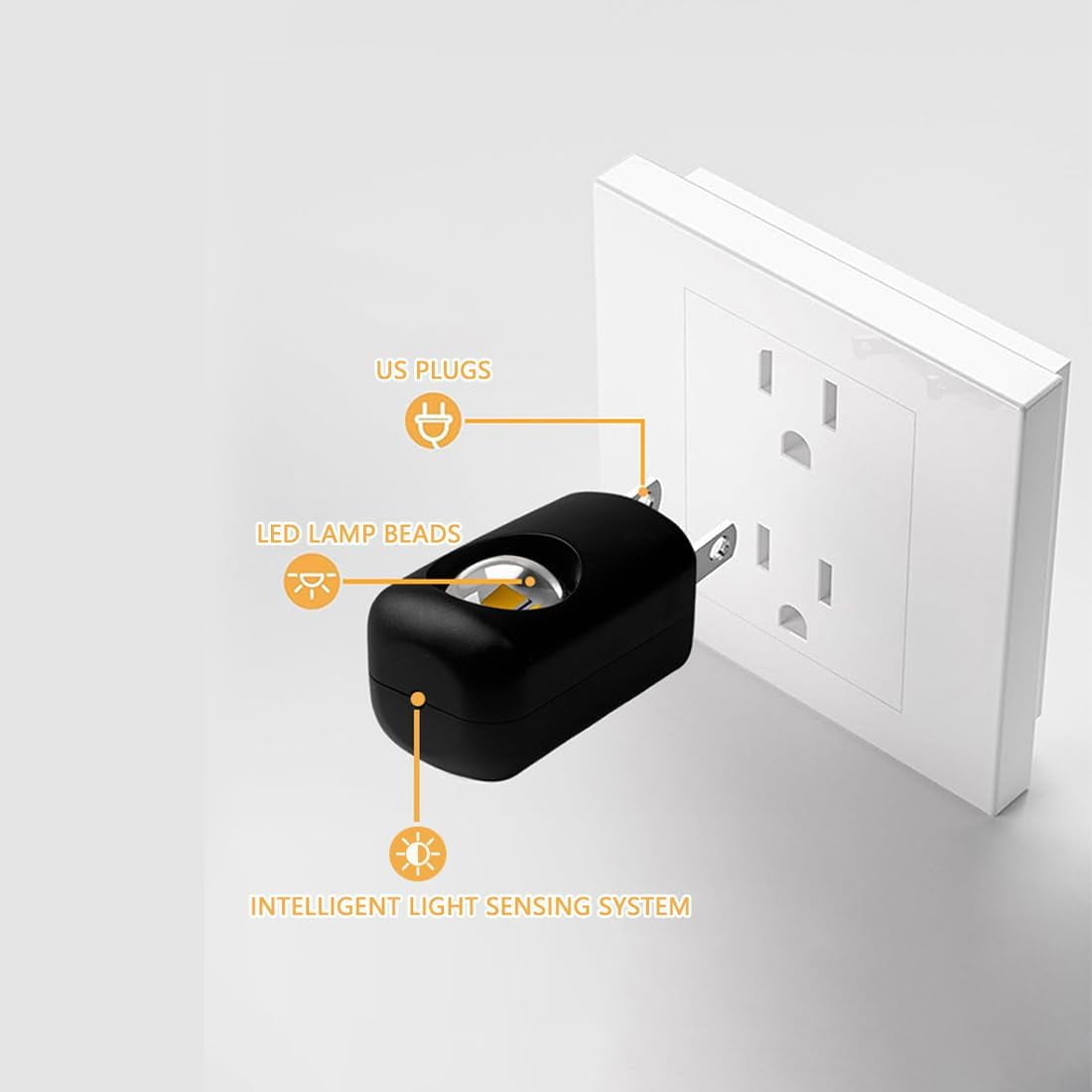 LED Wall Socket Night Light, 2026 New Mini LED Night Light Plug in Wall with Dusk to Dawn Sensor, 360° Adjustable,3000k Soft White,Night Lights plug into Wall for Bedroom Hallway