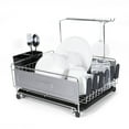 thumbnail image 4 of happimess DSH1000A Compact 17.25" Fingerprint-Proof Stainless Steel Dish Drying Rack With Wine Glass Holder, Stainless Steel/Black, 4 of 11