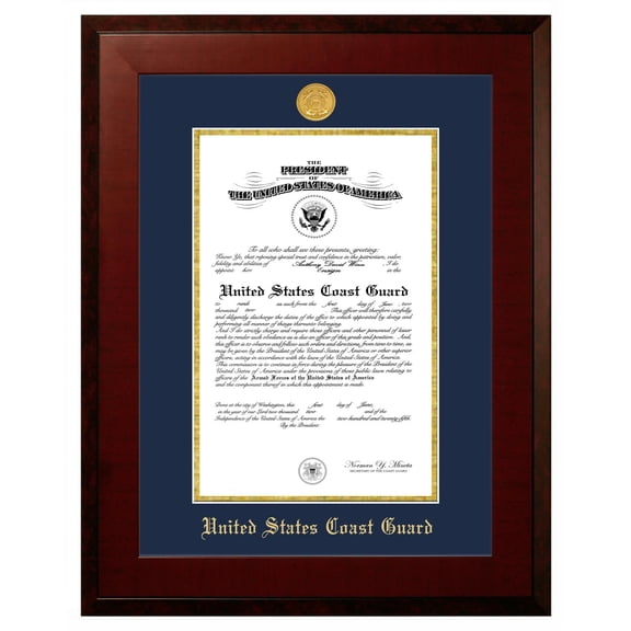 Patriot Frame's Coast Guard 9x14 Certificate Honors Frame with Gold Medallion