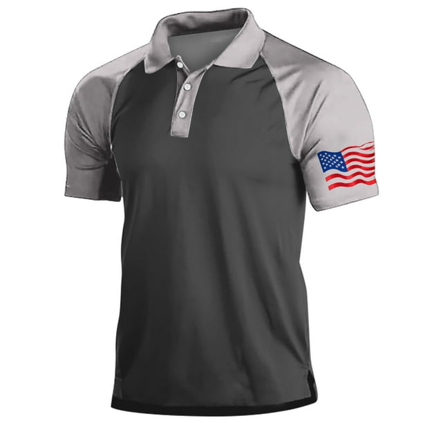 Camisetas de Manga Larga para Hombres, Casual Impreso de Manga Corta Girar Hacia Abajo Botón de Cuello Lado Dividido Camiseta Blusa Hecha de Cómodo Estante de Imitación, Camisetas de Manga Corta para