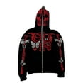 thumbnail image 1 of Nituyy Hooded for Adult Unisex Rhinestones Skull Butterfly Skeleton Print Long Sleeve Hooded Jacket, 1 of 9