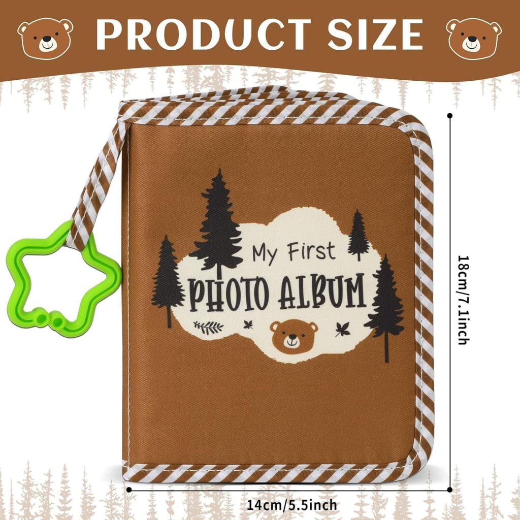Oasiva Fabric Baby Memory Keeper With Adorable Bear Pattern Photo Album To Capture Childhood Moment Safely