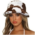 thumbnail image 2 of WTXUE Bucket Hat Faux Fur Hat Winter Printed Thick Bucket Warm Hat Bucket Cap Basin Hat for Women Men Wool Winter Hats Comfort Hat Soft Warm Hat Brown One Size, 2 of 4