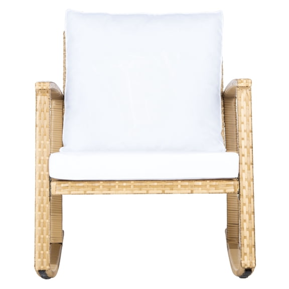 SAFAVIEH Daire Outdoor Patio Rocking Chair, Natural/White