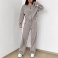 thumbnail image 4 of Mifsaly Womens Sweatsuits 2 Piece Outfit Zip Up Cropped Bomber Jacket and Wide Leg Sweatpants Fall Winter Y2K Street Workout Lounge Matching Outfits, 4 of 6