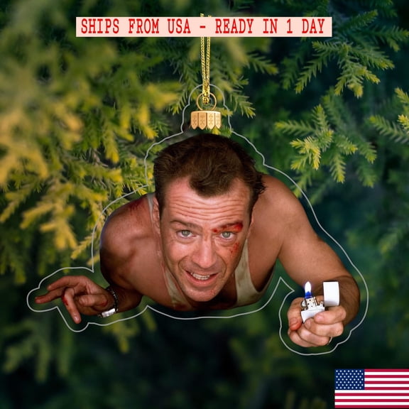 Die Hard Parody Christmas Ornament â€“ Action Hero Acrylic Ornament 80s Movie Inspired Holiday Decor â€“ Best Christmas Movie Gift Ready to Ship