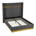 thumbnail image 5 of Upholstered Bed Frame Queen Size 65" Tall Wingback Headboard Queen Bed Frame Metal Decoration /No Box Spring Needed, 5 of 6