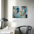 thumbnail image 3 of JEUXUS Abstract Wall Art Geometric Canvas Circle Painting Modern Grey Brown Picture, Large Size Simple Artwork Framed for Bedroom Living Room Bathroom Home Office Wall Décor, 20x16 inch, 3 of 4