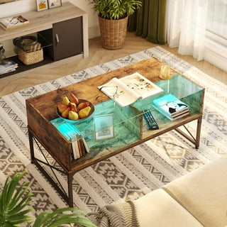 ChooChoo Farmhouse Coffee Table, Rustic Vintage Living Room Table with ...