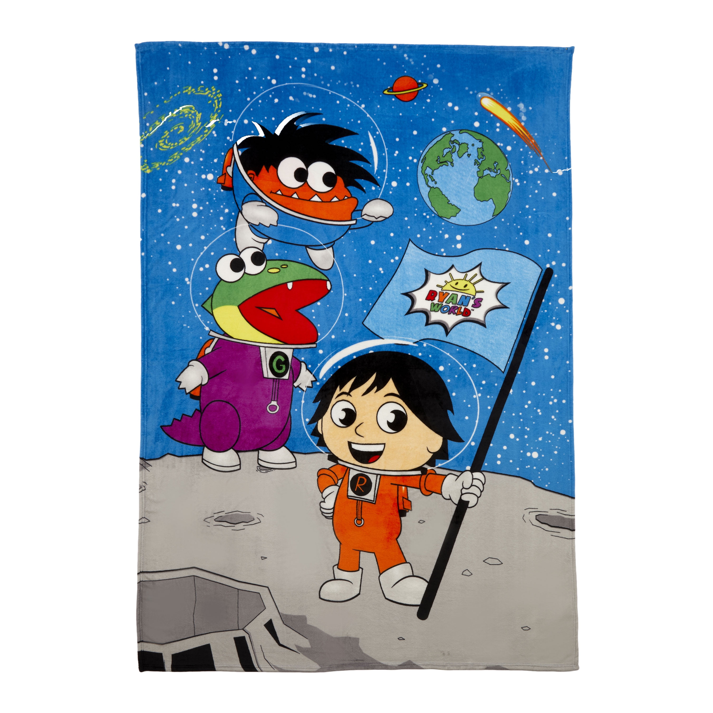 Ryan's World Kids Red Titan Plush Twin/Full Blanket, 62 x 90, Blue, Pocketwatch