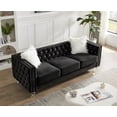 thumbnail image 2 of Gewnee Black 3-Seater Velvet Accent Chair - Solid Eucalyptus Frame, Acrylic Crystal Legs, Removable Cushions & Pillows for Living Room/Bedroom, 2 of 11