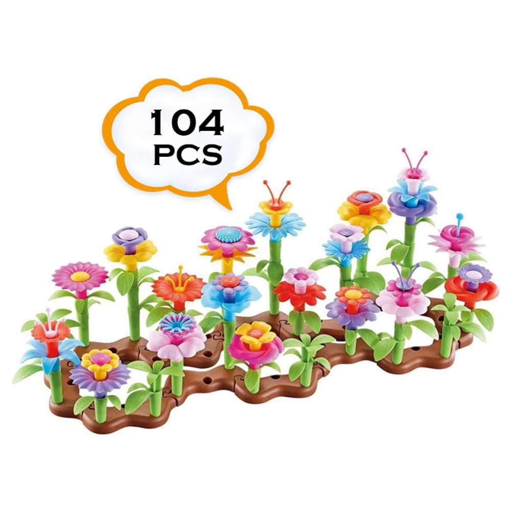 104 Pcs Flower Garden Building Toys Build Blocks Educational Toy Creative Playset for Children 