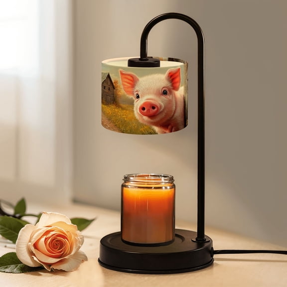 Candle Warmer Lamp with Timer Dimmer Cute Piglet Autumn Countryside Rustic Barn Golden Meadow Vintage Farmhouse Candle Lamp Warmer for Jar Candle with 4 Bulbs Gifts for Women House Warming Gifts
