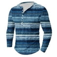 thumbnail image 1 of RXIRUCGD Chemises Blouses Décontractées à Manches Longues à Col Rond pour Hommes à Rayures Imprimées avec Boutons, Bleu, Taille : 4TG, 1 of 4