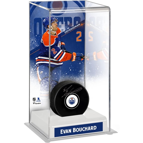 Evan Bouchard Edmonton Oilers Deluxe Tall Hockey Puck Case