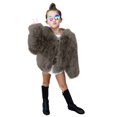 thumbnail image 2 of GiLiling Toddler Girls Faux Fur Jacket Open Front Fur Cardigan Trendy Shaggy Jacket Kids Girls Furry Coat Thicken Winter Coat (Khaki, 3-4 Years), 2 of 6