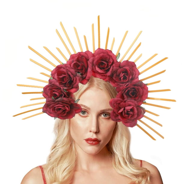 Decoración de Halloween, regalos de Halloween, accesorios de Halloween, adorno de calavera para los muertos, aros para el pelo del festival de fantasmas, diademas de rosas teñidas del festival de fant