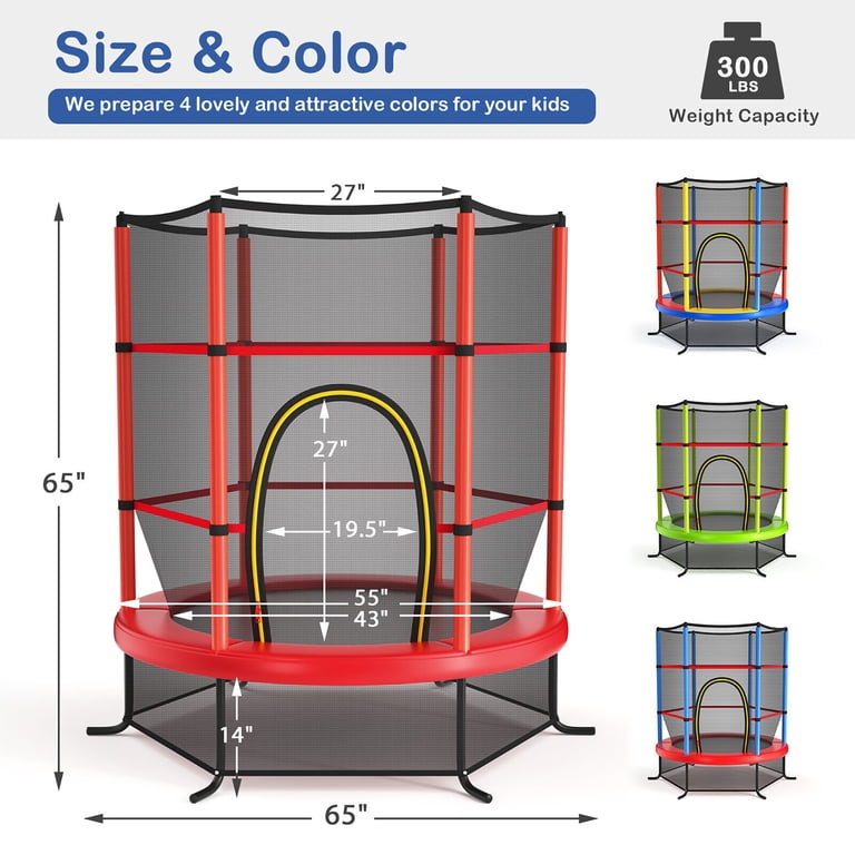 Gymax Mini Trampoline for Kids, 55'' Toddler Trampoline with