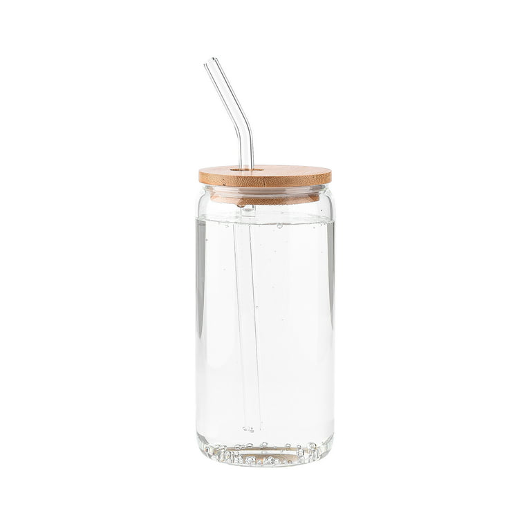 beer can glass with bamboo lid