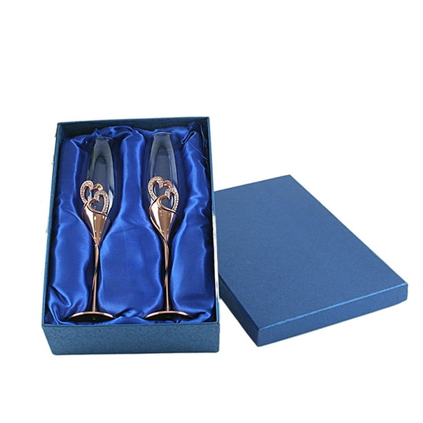 Juego de copas de champán con diamantes de imitación "Diamond Creative Premium Champagne Gift Red" Oro rosa