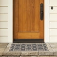 thumbnail image 3 of SAFAVIEH Courtyard Allison Geometric Bordered Indoor/Outdoor Area Rug, 5'3" x 5'3" Square, Anthracite/Beige, 3 of 9