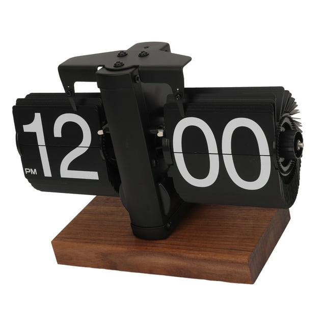 Flip Clock,Retro Digital Flip Down Clock, Battery Operated Mechanical Clock for School Hotel Café, Auto Flip Large Number Internal Gear Operated Desk Table Clock