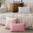 thumbnail image 4 of Velvet Throw Pillow Covers 18x18 Inch, Pack of 2, Pink Solid Decorative Square Pillow Cases, Soft Cushion Covers for Sofa, Bedroom, Chair, Car, Home Decor, 4 of 6