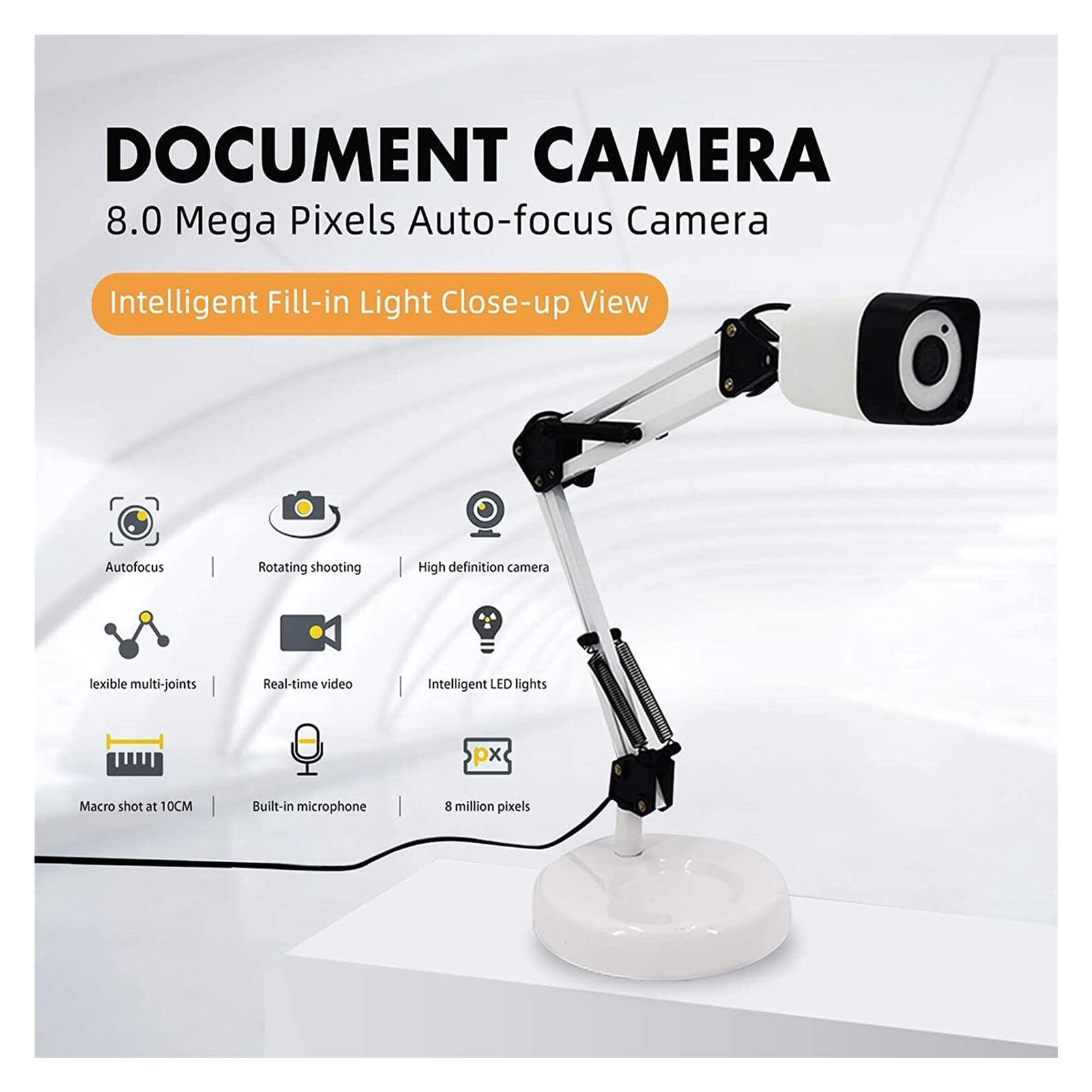 2 In 1 Document Scanner Camera & Webcam With Auto- And LED Supplemental, Light 8M HD A3 Scan Size For Online Teaching ,Built-In Convenience
