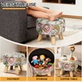 thumbnail image 4 of Bohemian Floral Ottoman Stool with Storage, Round Footrest Pouf with Wooden Legs, Vintage Print Stool for Living Room, Dorm, Apartment, 330lbs Capacity, 4 of 8