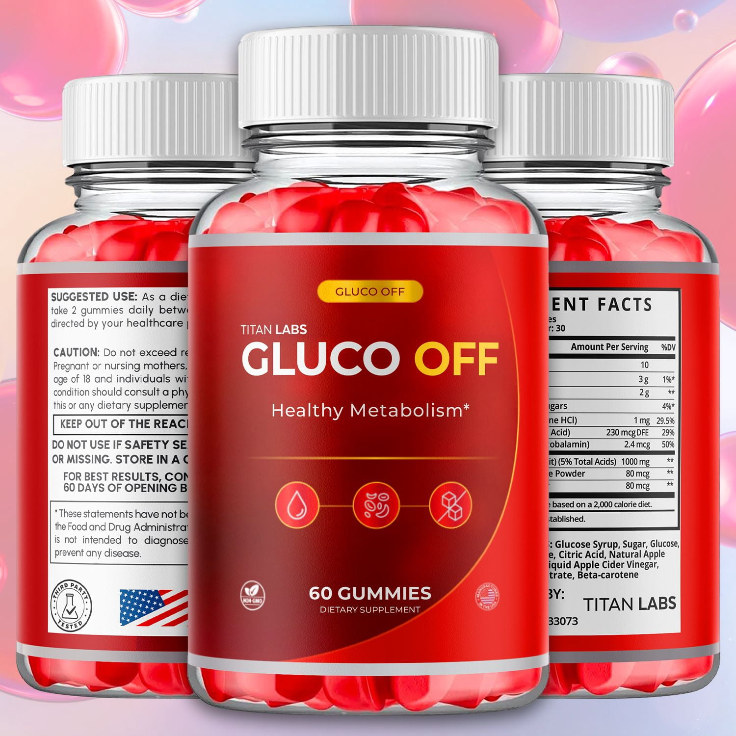 Gluco Off ACV Gummies 1000MG Advanced Formula Vitamin GlucoOff 60 Gummies