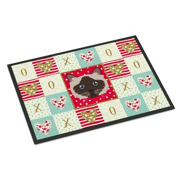 Carolines Treasures CK5090MAT Birman Cat Love Door Mat Indoor Rug or Outdoor Welcome Mat 18x27 Doormat 27"L x 18"W