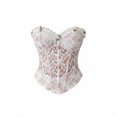thumbnail image 6 of LEAVINGSUO Corset Tops for Women Vintage Court Style Floral Lace Strapless Shaping Top Slim Waist Pointed Hem Bustier Dating Photography Outfit Pink S, 6 of 6